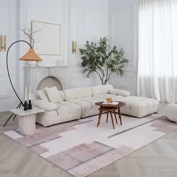 5' X 8' Beige and Brown Abstract Area Rug
