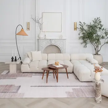 5' X 8' Beige and Brown Abstract Area Rug