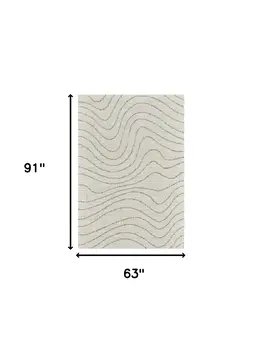 5' X 8' Cream and Beige Abstract Area Rug