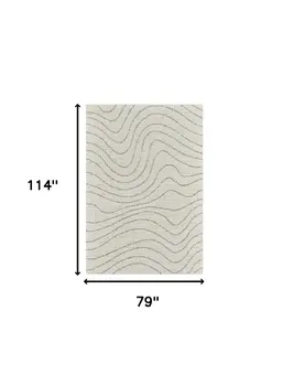 7' X 10' Cream and Beige Abstract Area Rug