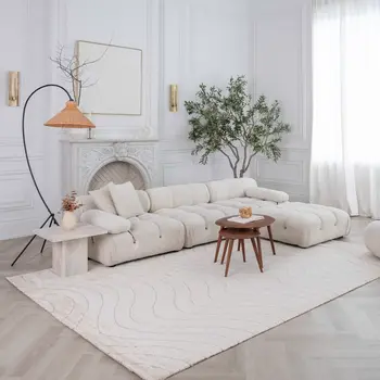 8' X 11' Cream and Beige Abstract Area Rug