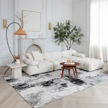 4' X 6' Black Gray and Beige Abstract Area Rug