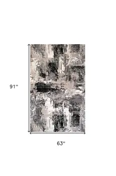 5' X 8' Black Gray and Beige Abstract Area Rug