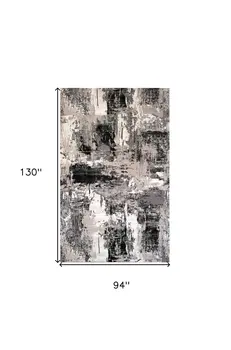8' X 11' Black Gray and Beige Abstract Area Rug