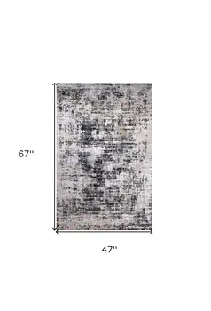 4' X 6' Beige Gray and White Abstract Area Rug