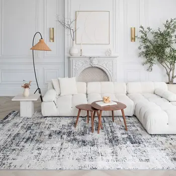 4' X 6' Beige Gray and White Abstract Area Rug