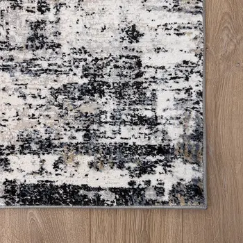 7' X 10' Beige Gray and White Abstract Area Rug