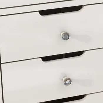51" White Glass and Wood Vanity Table With Thirteen Drawers