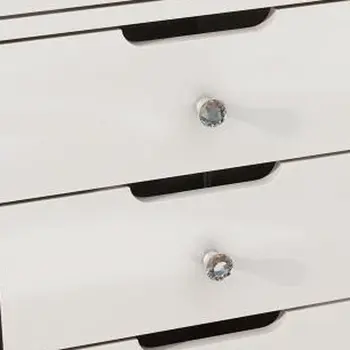 51" White Glass and Wood Vanity Table With Thirteen Drawers