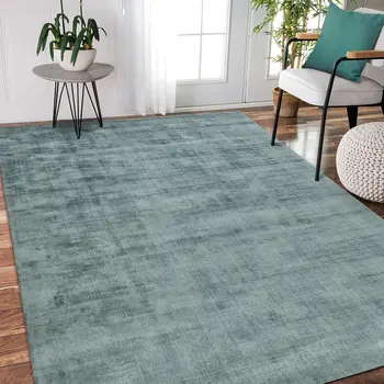5' X 8' Sea Green And Light Blue Abstract Hand Woven Area Rug