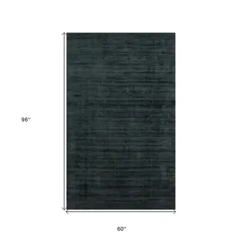 5' X 8' Charcoal And Black Abstract Hand Woven Area Rug