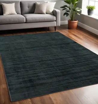 5' X 8' Charcoal And Black Abstract Hand Woven Area Rug