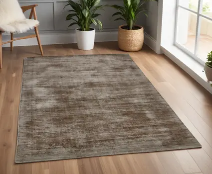 4' X 6' Brown And Gray Abstract Hand Woven Area Rug