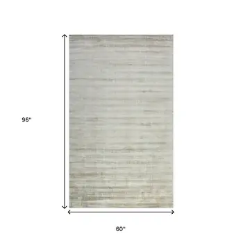 5' X 8' Ivory And Gray Abstract Hand Woven Area Rug