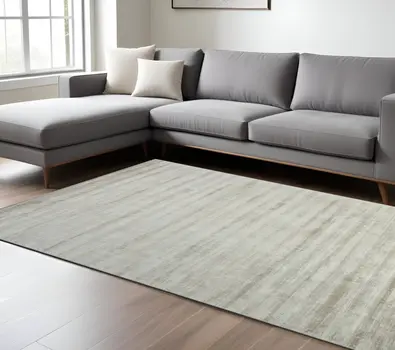 8' X 10' Ivory And Gray Abstract Hand Woven Area Rug