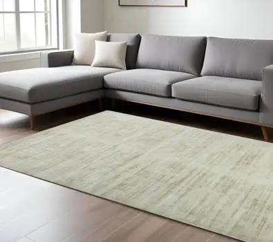 10' X 14' Sand And Ivory Abstract Hand Woven Area Rug