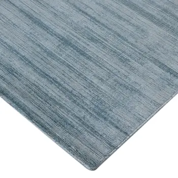 5' X 8' Light Blue And Dark Blue Striped Hand Woven Area Rug