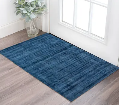 2' X 3' Dark Blue Striped Hand Woven Area Rug