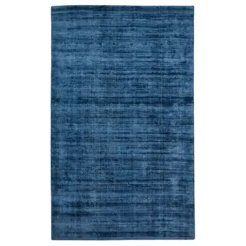 5' X 8' Dark Blue Striped Hand Woven Area Rug