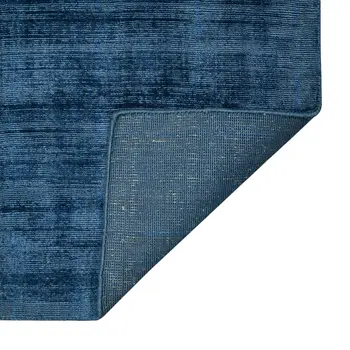 5' X 8' Dark Blue Striped Hand Woven Area Rug