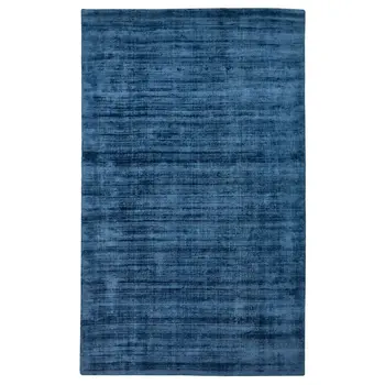 5' X 8' Dark Blue Striped Hand Woven Area Rug
