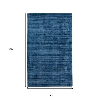 10' X 14' Dark Blue Striped Hand Woven Area Rug