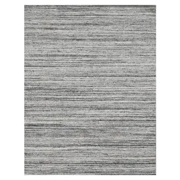 4' X 6' Ivory Gray And Black Wool Striped Hand Woven Area Rug