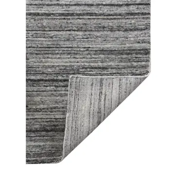 4' X 6' Ivory Gray And Black Wool Striped Hand Woven Area Rug