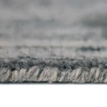 12' X 15' Ivory Gray And Black Wool Striped Hand Woven Area Rug