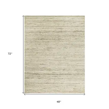 4' X 6' Ivory And Brown Wool Striped Hand Woven Area Rug