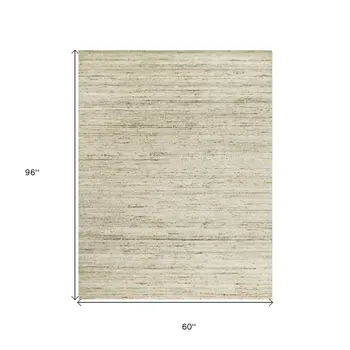 5' X 8' Ivory And Brown Wool Striped Hand Woven Area Rug