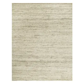 10' X 14' Ivory And Brown Wool Striped Hand Woven Area Rug