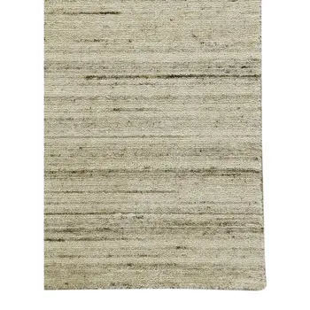 10' X 14' Ivory And Brown Wool Striped Hand Woven Area Rug