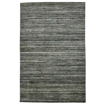 4' X 6' Gray And Black Wool Striped Hand Woven Area Rug
