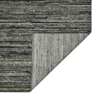 10' X 14' Gray And Black Wool Striped Hand Woven Area Rug