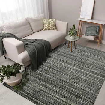 12' X 15' Gray And Black Wool Striped Hand Woven Area Rug