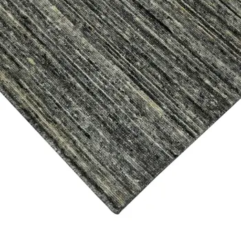 12' X 15' Gray And Black Wool Striped Hand Woven Area Rug