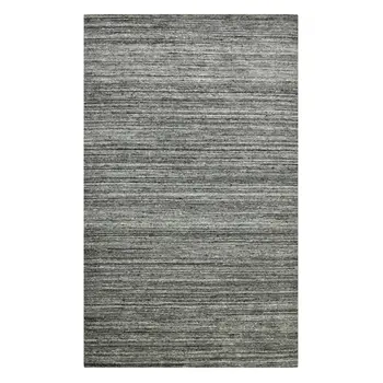 5' X 8' Dark Gray And Ivory Wool Striped Hand Woven Area Rug