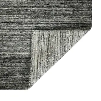 5' X 8' Dark Gray And Ivory Wool Striped Hand Woven Area Rug