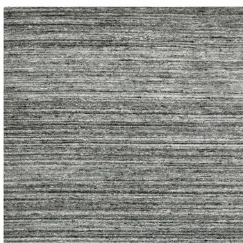 5' X 8' Dark Gray And Ivory Wool Striped Hand Woven Area Rug