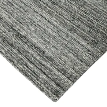 10' X 14' Dark Gray And Ivory Wool Striped Hand Woven Area Rug