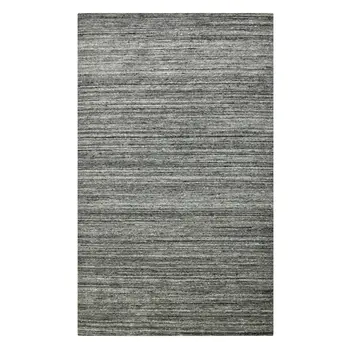 10' X 14' Dark Gray And Ivory Wool Striped Hand Woven Area Rug