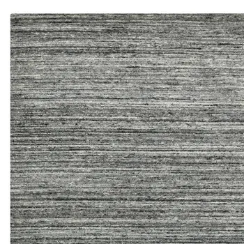 10' X 14' Dark Gray And Ivory Wool Striped Hand Woven Area Rug