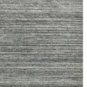 12' X 15' Dark Gray And Ivory Wool Striped Hand Woven Area Rug