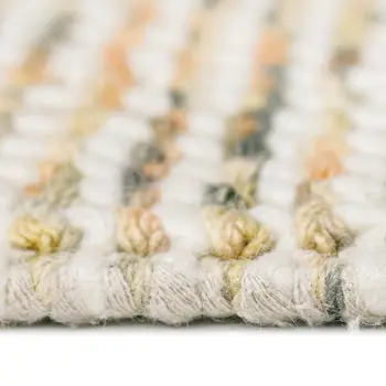 5' X 7' Beige Gray And Orange Wool Striped Hand Woven Area Rug With Fringe