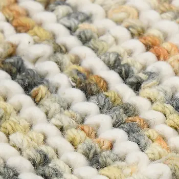 5' X 7' Beige Gray And Orange Wool Striped Hand Woven Area Rug With Fringe