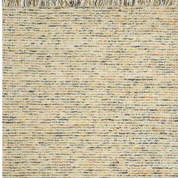5' X 7' Beige Gray And Orange Wool Striped Hand Woven Area Rug With Fringe
