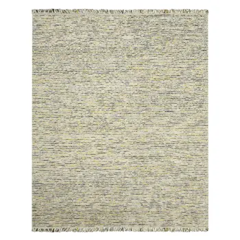 2' X 3' Gold Ivory And Gray Wool Striped Hand Woven Area Rug With Fringe