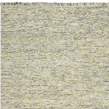 5' X 7' Gold Ivory And Gray Wool Striped Hand Woven Area Rug With Fringe
