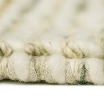 5' X 7' Gold Ivory And Gray Wool Striped Hand Woven Area Rug With Fringe